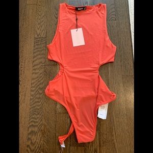 Misguided blood orange colored bodysuit